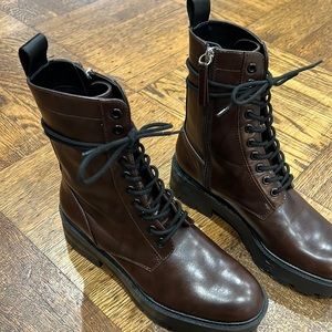 Zara low heel laced ankle boots